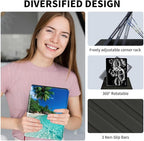 Case for 7" Kindle Paperwhite 12th Generation 2024 & Kindle Colorsoft Signature Edition 2024,360 Degree Rotating Swivel Leather Stand Folio Cover with Auto Wake/Sleep,Green Sea Beach