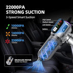 Cordless Vacuum Cleaner - 22000PA Handheld Car Vacuum, 4-in-1 Portable Mini Air Duster Rechargeable, 3-Speed Small Powerful Gadgets & Gifts, for Home, Office, Mattress, Carpet, Pet (Silver)
