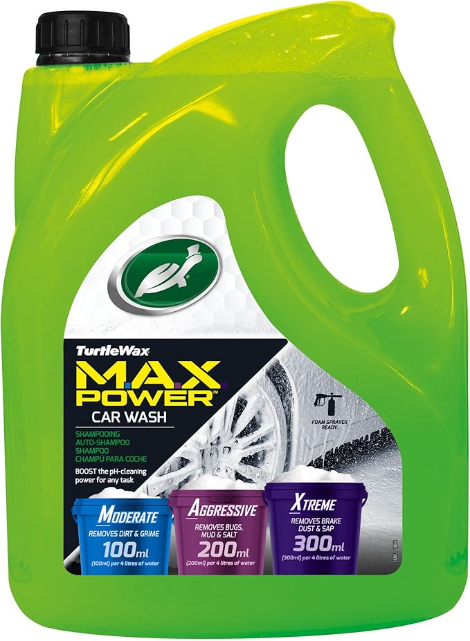 Turtle Wax 53284 M.A.X. Power Car Wash Shampoo Car Care Removes Car Wax 4L