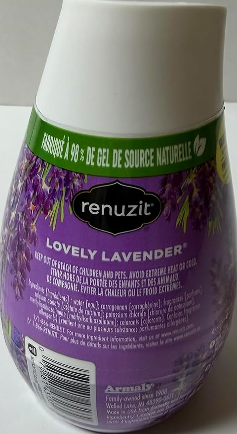 Renuzite Adjustable Gel solid Air Freshener Cone, lovely lavender Scent, Nonstop Freshness, 7oz Cone, 6 Count, brand is Renuziteee