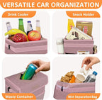 Vankor Car Trash Can Cute Trash Bag Bin Hanging Waterproof Automotive Garbage Cans Leak Proof Vehicle Trash Can Diamond Pattern-Pink