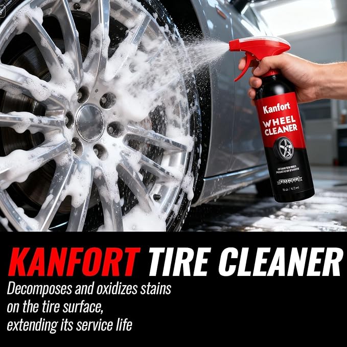 Wheel and Tire Cleaner Spray, Car Cleaning Supplies for Brake Dust, Grime & Rust Removal, Car Wash Wheel and Rim Cleaner for Alloy, Metal & Rubber, Quick Dry, No Residue