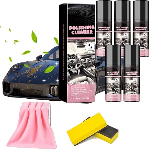 Car Interior Protectant Spray, 2026 New Pro Polishing Cleaner, Car Interior Shine Interior All Purpose Cars Cleaner for Rubber, Leather (5PCS)