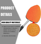Windshield Cleaner Tool - Portable Car Interior Window Cleaning Kit with Extendable Handle, 4 Microfiber Towel Pads, Auto Glass Wiper for Windshield, Universal for RV, SUV, Truck (Orange)