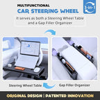 3 in 1 Car Steering Wheel Desk Tray & Car Seat Gap Filler & Organizer, Foldable Carbon Fiber Look Adjustable Car Tray,for Laptops, Eating Food, Writing, Entertainment.
