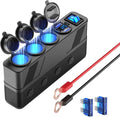 12V 24V Car Charger Socket Splitter with 10FT/3M Cable, 3 Cigarette Lighter Socket Multi 4 Port Adapter Plug with LED Display Master Switch Independent Switch,12 Volt Power Outlet with Eyelet Terminal