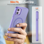 SUPFINE Magnetic for iPhone 12 Mini Case & iPhone 13 Mini Case (Compatible with MagSafe) (Military Grade Drop Protection) Slim Translucent Matte Shockproof Phone Cover,Purple | Magnetic, Slim, Translucent, Matte