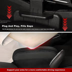 Car Armrest Storage Box with Cup Holder, Adjustable Leather Auto Seat Gap Filler Armrest Extender Pad, Liftable Forearm Wrist Support Center Console Storage Case for SUV Truck (Black)