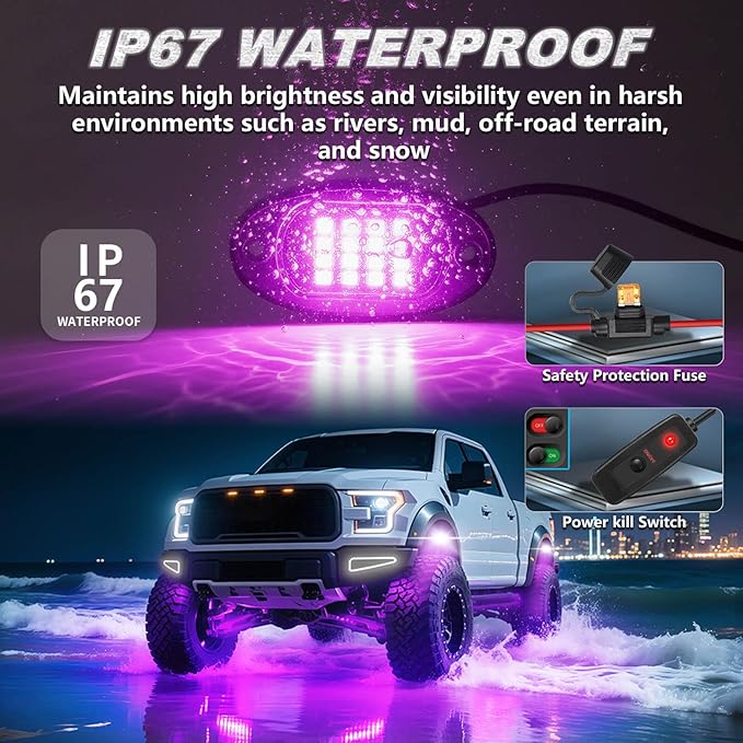 20Pods RGB LED Rock Lights for Trucks Pickup Dually Truck Off-Road, Multicolor Underglow Light Kit with APP/RF Remote Dual Zone, Plug and Play&Pre Wired 12V Vehicle Underbody Accent Light Waterproof