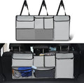UYYE Trunk Hanging Organizer, Backseat Storage Bag, Collapsible Car Interior Accessories with 4 Pockets & 2 Mesh Pouches for Tools, Provide More Storage Trunk Space for SUV, Jeep, MPVs (Light Grey)