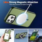 SUPFINE Magnetic for iPhone 16 Pro Case(Compatible with MagSafe)(Military Grade Drop Protection) Slim Translucent Matte Shockproof with Anti-Fingerprint Phone Case,Cangling Green