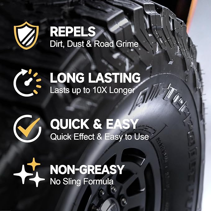 toretark Ceramic Tire Shine Spray — High-Gloss Wet Look Tire Coating with Ultra-Dense Nylon Brush Applicator, UV Protection, Long-Lasting Shine for Car Truck RV Motorcycle (3.4 Fl Oz)