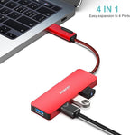 BENFEI USB 3.0 Hub, USB-C HUB, 2-in-1 USB Type-A/Type-C Hub with 4 USB 3.0 Ports [Aluminum Shell, Nylon Braided] Compatible with iPhone 15 Pro/Max, MacBook Pro/Air 2023, iPad Pro, iMac, S23, XPS 17