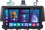 4+64G Car Radio for Honda Civic 2016-2021: 9 Inch Touch Screen Stereo with Wireless Carplay Andriod Auto GPS Bluetooth 5G WiFi Mirror Link FM RDS SWC Backup Camera