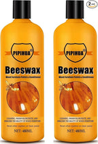 PIPIHUA Beeswax Polish and Conditioner for Wood Furniture - Waterproof & Restorer Wood Wax, Multipurpose Beeswax Furniture Polish and Cleaner for All Types and Colours 16.23 Fl Oz, 2 Pack