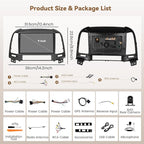 [4+128G] Android 15 Car Stereo for Hyundai Santafe 2006-2012, Hikity 9'' in-Cell Touchscreen Santafe Radio Wireless Carplay Android Auto 5G WiFi Bluetooth 5.0 Mirror Link GPS SWC FM/RDS/EQ Backup Cam
