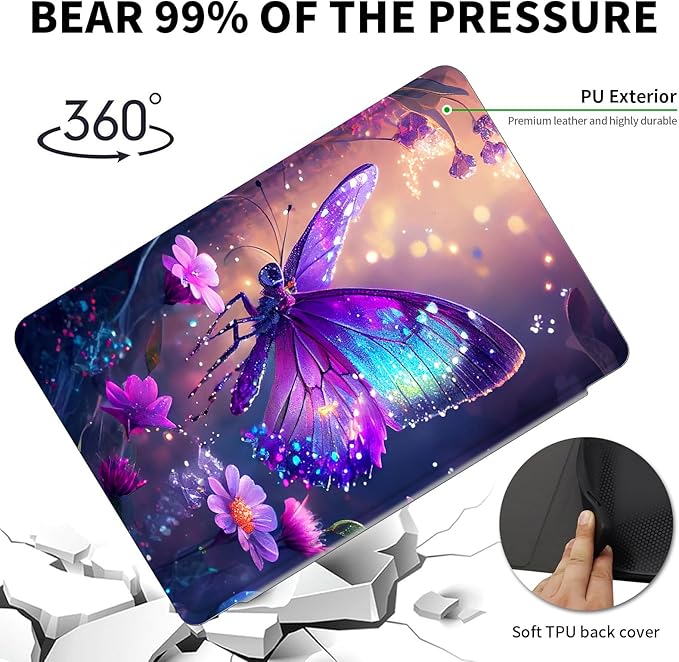 Case for Kindle Scribe,360 Degree Rotating Swivel PU Leather Stand Flip Folio Cover with Auto Wake/Sleep for Amazon Kindle Scribe Cover 10.2 Inch (2024/2022 Release),Glitter Butterfly