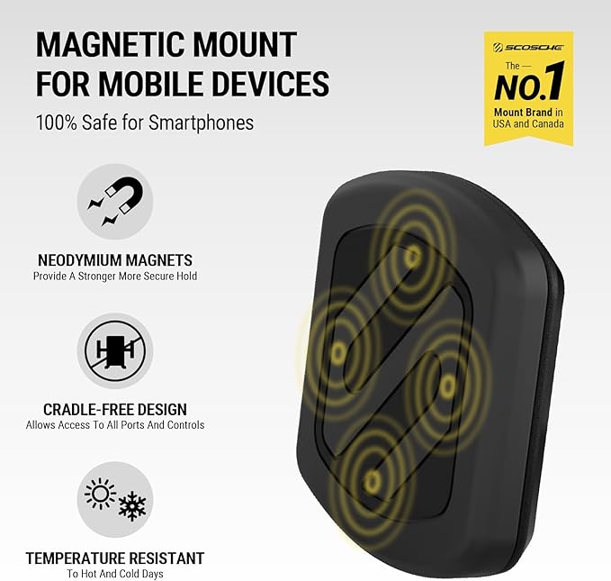 Scosche MagicMount Select Magnetic Phone Holder for Car Vent, Strong Magnet Phone Mount with 360° Rotation for Secure Hands Free Use, Car Mount for iPhone and Android, Not MagSafe Compatible