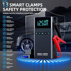 10-in-1 Portable Car Battery Jump Starter with Air Compressor, 6000A 160PSI Portable Car Jumper Starter (All Gas 12L Diesel), 12V Jump Box Car Battery Jump Starter with Jumper Cables, Lights
