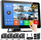 Hodozzy 4 Channel Backup Camera Monitor System, 10.1 Inch 4 Split Reversing Monitor, Night Vision, IP68 Waterproof, BSD, Parking Monitoring, Hard-Wired Backup Camera for Trucks/Bus/Trailer/RV/Pickup