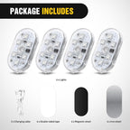 Nilight Wireless Magnetic RGB LED Interior Lights, 4 PCS 7 Colors USB Rechargeable Universal Mini Sticky Footwell Ambient Atmosphere Reading Lamp with Touch Sensor, Portable Night Lighting for Car