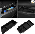 2 Pack Center Console Organizer for 2026 2025 2024 Chevy Equinox EV LT/RS Interior Accessories - Lower Center Console Organizer Tray& Armrest Storage Box - ABS Plastic, Black