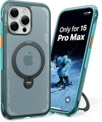 TORRAS Ostand Q3 Air for iPhone 15 Pro Max Case with MagSafe & 360 Magnetic Stand, Dynamic Airbags, Mil-Grade Protection, Camera Control, Shockproof & Stylish Case for iPhone 15 Pro Max 6.7", Blue
