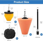 Linkstyle 8Pcs Drill Polishing Pads Kit, Foam Polishing Cone & Ball Set with Extension Holder & Brush, 1/4" Hex Drill Attachment for Car Wheel Hub Rim Metal