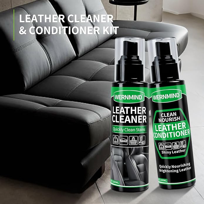 Leather Cleaner and Conditioner Cream Care Kit for Car Interiors Seats,Couches,Purses,Bags,Jackes,Boots