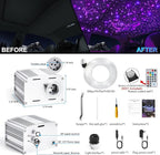 Fiber Optic Car Starlight Headliner Kit, Twinkle & Sound Activated RGBW 16W 200pcs*0.03in*6.5ft Fiber Strands Car Star Roof Lights with APP& Remote Controlled, Ceiling Star Lights for Home/Car Decor