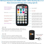 AKEPO 18W Meteor Twinkle 2-in-1 APP Fiber Optic Lights, RGBW Dual Color Twinkle 750pcs of 9.8ft/3m Mixed Size Fiber Strands+240pcs Fiber Shooting Star Ceiling Light Kit for Starlight Headliner/Home