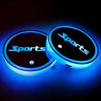Sports LED Cup Holder Lights for Car,2Pcs LED Light Up Cup Holder Coasters with USB Charging 7 Colors 3 Modes,Waterproof Interior Atmosphere Lamp,Car Decor Accessories Sports Gifts for Women Men