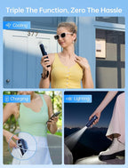 JISULIFE 3 IN 1 Handheld Mini Fan - Portable Fan & Power Bank & Flashlight, 19H Max Cooling, USB Rechargeable, Pocket-Sized for Travel, Cruise, Concerts, Makeup, 2026 Summer Gifts for Women(Blue)