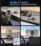Tesla Phone Mount Charger for iPhone MagSafe 【Hidden Foldable Design】 15W Wireless Charging, Universal Car Magnetic Dashboard Phone Holder, Tesla Model 3/Y/Cybertruck Accessories