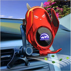 Car Phone Holder Mount Wireless Charging Auto Clamping Rotatable Vent Clip Cute Red Demon for iPhone Samsung Galaxy Andriod Phone