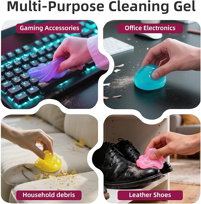 ColorCoral Car Cleaning Gel Reusable Car Clean Putty 4Pack - Universal Car Interior Cleaner Slime for Keyboard Cleaner,Cute Car Cleaning Accessories, 4 Fragrances,Dust Remover Gifts for Men & Women