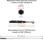 NoCry Telescoping Magnetic Pickup Tool with an Extra Strong 25lb Pull Force — Stainless Steel Magnet Stick Extendable up to 30in; Non-Slip Rubber Handle; Rust Proof and Corrosion Resistant