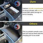 PIMCAR Center Console Organizer for 2021-2026 Ford F150 & 2022-2025 F150 Lightning XLT Pro Hidden Storage Tray with USB Hole Interior Accessories (Fits into The Open Pocket in Front of The Shifter)