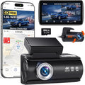 Dash Cam Front and Rear, 4K Full HD Dual Dash Camera for Cars, Built-in Memory Card Monitoring, 64GB Card, 5G WiFi GPS, Car Camera with 3" IPS Screen, 2160P Night Vision, 24H Parking Monitor