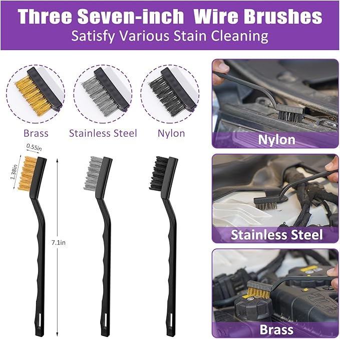 AUTODECO Windshield Cleaner Tool, 17Pcs Car Interior Detailing Kit, Detailing Brush, Towels, Duster, Car Cleaning Kit Interior for RVs, Truck, Trailer (Purple)