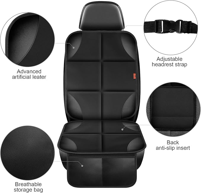 XHYANG Car Seat Protector 1 Pack Car Seat Cushion Mat Thickest Padding,Waterproof 600D Fabric Car Seat Covers for Non-Slip Backing Mesh Pockets for Baby and Pet (Brown, 2 Pcs)