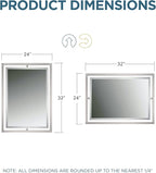 Quoizel Marcos Rectangular Wall Mirror, 32 x 24 Inch Brushed Nickel Decorative Small Mirror, Horizontal/Vertical, Modern Framed Mirror for Bedroom, Bath, Vanity, Over Sink, Living Room or Hallway