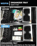 for 3PCS Center Console Organizer Tray&Console Tray Compatible with 2014-2018 Chevy Silverado/GMC Sierra 1500& 2015-2019 Silverado&Sierra 2500HD/3500HD - Full Console w/Bucket Seats Only