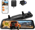 WOLFBOX G900 PRO-N Mirror Dash Cam with 8MP STARVIS 2 IMX678, 12" 4K Front and 2.5K Rear View Mirror Camera, 5.8GHz WiFi, Voice Control, Smart Night Vision, Loop Recording (SD Card Not Included)