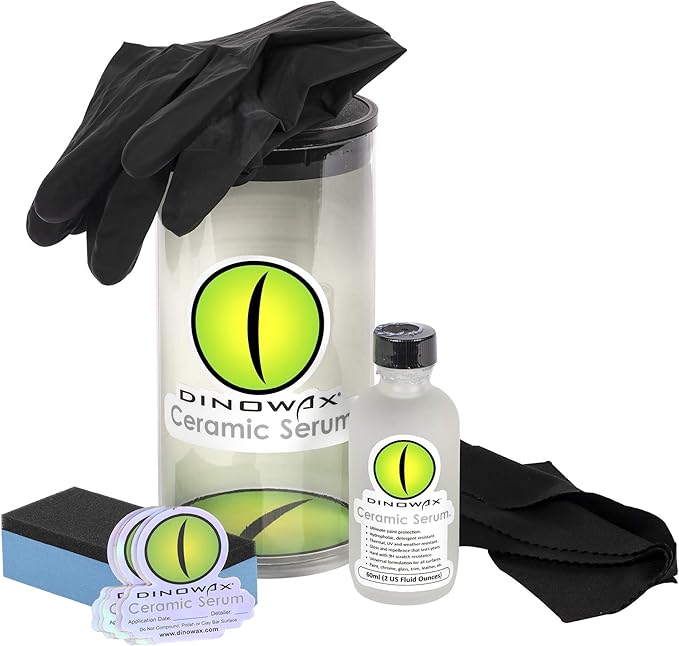 Dinowax - Ceramic Serum Kit, Ceramic Coating, Detailing Kit, Car Detailing Supplies, Protect Collection, 2 Oz Serum with Application Accessories