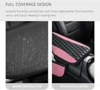 IHOTDER Patchwork Leather Center Console Covers for Cars,Upgraded Arm Rest Cover for Car with Side Storage Pocket for Car Seat Organizer,Middle Console Cover Stylish Car Decoration (Pink)