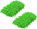 HARFINGTON 2pcs Car Wash Sponge 8.7" x 4.3" Chenille Microfiber Mitt Scratch-Free Absorbent Scour Scrubber Cleaning Sponge for Washing Detailing on Cars, Trucks, SUV, Boats, RVs, Green