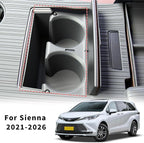 Center Console Cup Holder Insert for Toyota Sienna 2021-2026 Water Bottle Cupholder TPE Sienna Accessore Compatible with LE/XLE/XSE/Woodland Edition/Limited/Platinum(Gray)