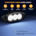 6 Pods White Rock Lights, 36 LEDs 6500K Ultra Bright IP68 Waterproof Underbody Lights for Car Truck Pickup Boat RV RZR ATV with 16.4ft Extension Wire