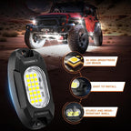 White Rock Lights,LEDMIRCY R6 LED Pure White Rock Lights 16PCS with Rocker Switch Wire Harness Kit Super Brigh Luces para Carro for Trucks UTV Off Road Boat ATV High Power Light Waterproof Shockproof